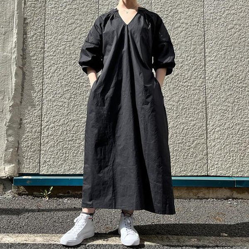 【&soiree】Vネックバックリボン ゆるふわロングワンピース