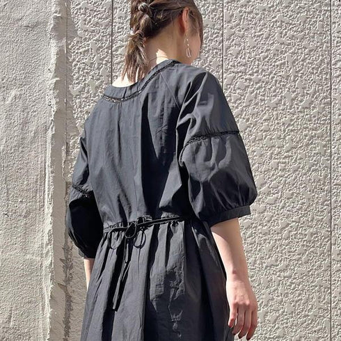 【&soiree】Vネックバックリボン ゆるふわロングワンピース