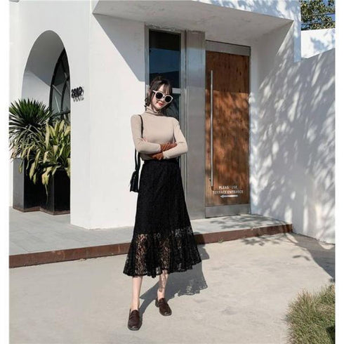 【&soiree】総レースフレアマーメイドスカート