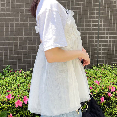 【&soiree】チュールギャザーフレアキャミソール