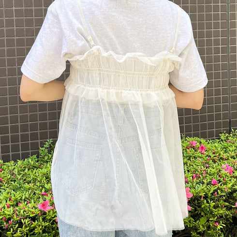 【&soiree】チュールギャザーフレアキャミソール