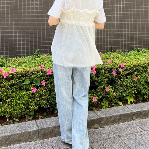 【&soiree】チュールギャザーフレアキャミソール