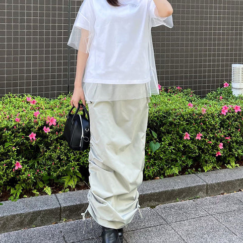 【&soiree】ロゴT×チュールT コンパクトアンサンブル