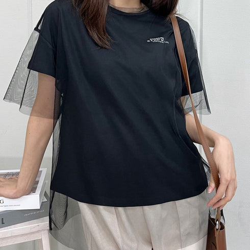 【&soiree】ロゴT×チュールT コンパクトアンサンブル