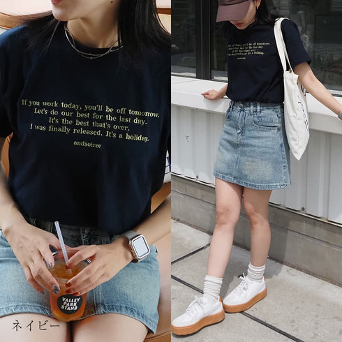 【&soiree】フロント刺繍Tシャツ