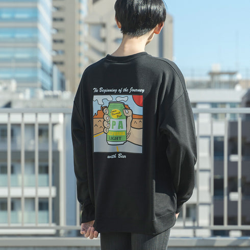 【MODISH GAZE】バック転写プリント ビッグスウェット トレーナー T/Cポンチ