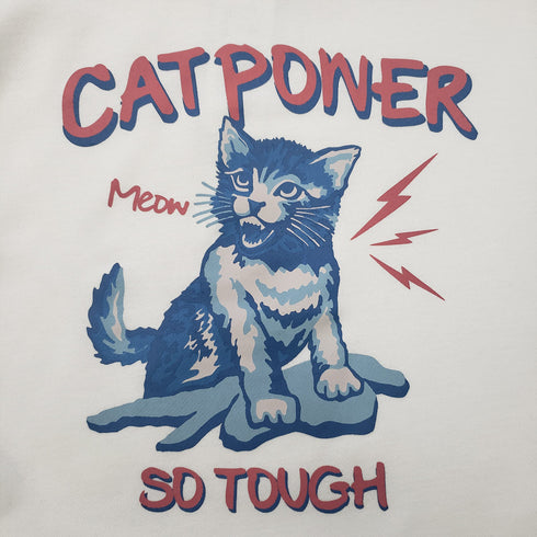 【MODISH GAZE】裏毛 クルーネック 長袖 スウェット CAT POWER