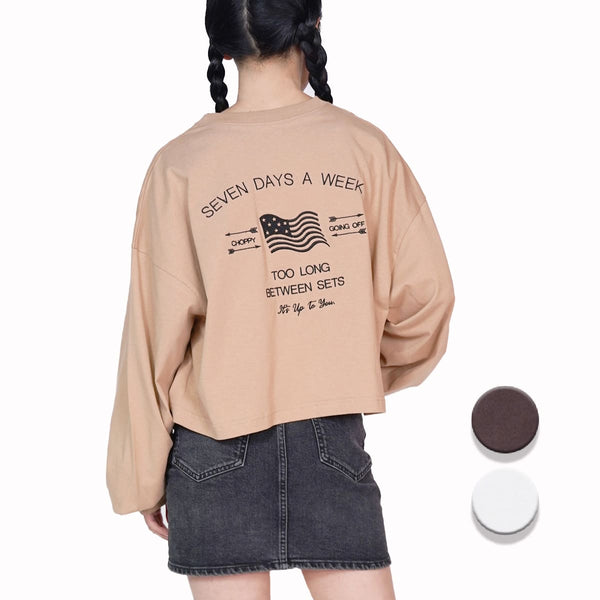 【spiritoso】アメリカンフラッグクロップドロンT