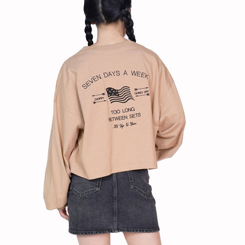 【spiritoso】アメリカンフラッグクロップドロンT