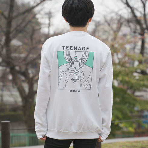 【MODISH GAZE】8.4oz 線画キャンディガールイラスト スウェットトレーナー