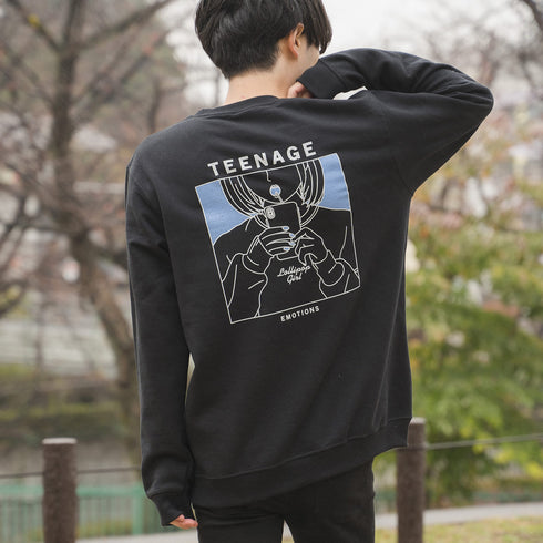 【MODISH GAZE】8.4oz 線画キャンディガールイラスト スウェットトレーナー