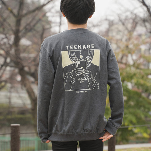 【MODISH GAZE】8.4oz 線画キャンディガールイラスト スウェットトレーナー