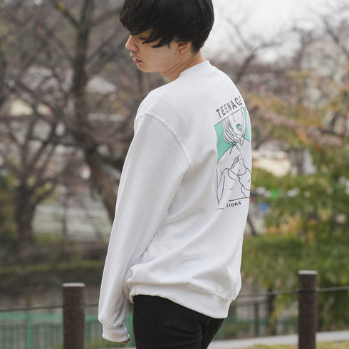 【MODISH GAZE】8.4oz 線画キャンディガールイラスト スウェットトレーナー