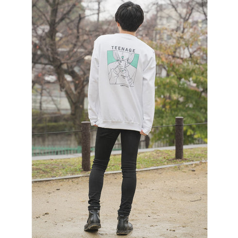 【MODISH GAZE】8.4oz 線画キャンディガールイラスト スウェットトレーナー