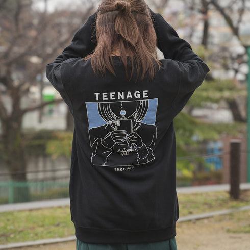 【MODISH GAZE】8.4oz 線画キャンディガールイラスト スウェットトレーナー