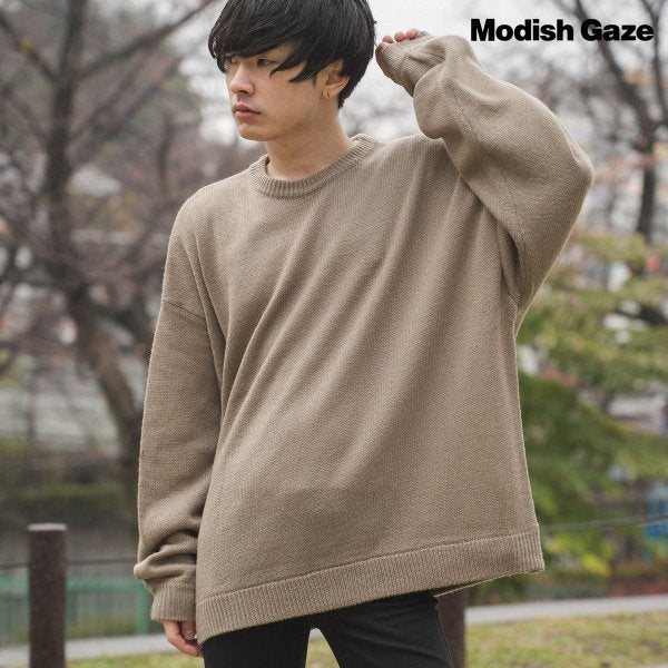 【MODISH GAZE】モヘアタッチアクリル オーバーサイズ クルーニット