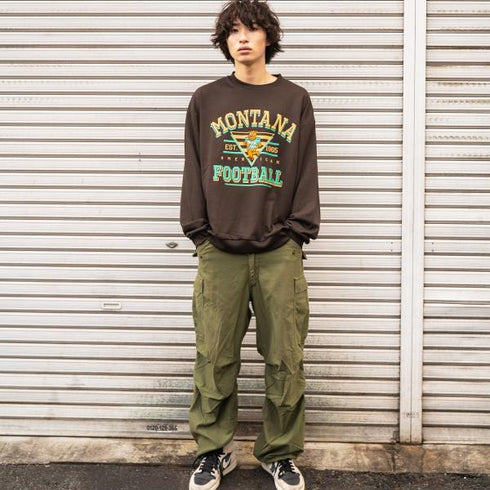 【MODISH GAZE】裏毛 クルーネック 長袖 BIG スウェット カレッジ マスコット