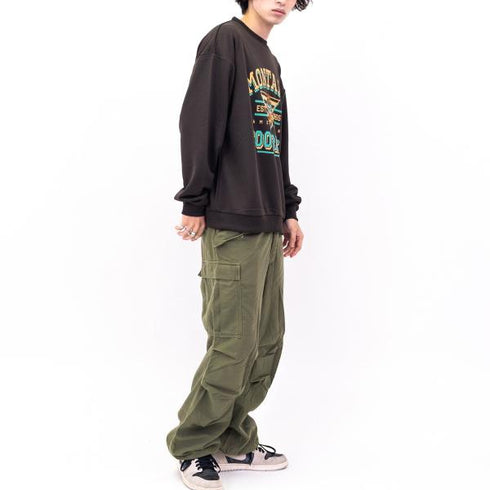 【MODISH GAZE】裏毛 クルーネック 長袖 BIG スウェット カレッジ マスコット