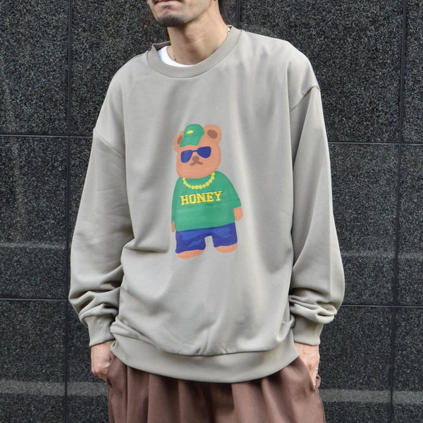 【MODISH GAZE】裏毛 クルーネック 長袖 BIG スウェット ストリート BEAR