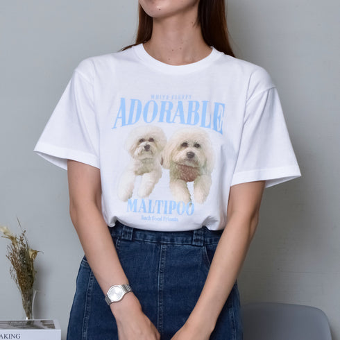 【MODISH GAZE】DOGプリントアニマルTシャツ