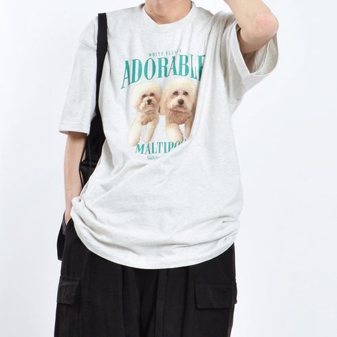 【MODISH GAZE】DOGプリントアニマルTシャツ