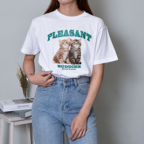 【MODISH GAZE】CATプリントアニマルTシャツ