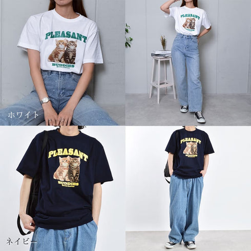 【MODISH GAZE】CATプリントアニマルTシャツ