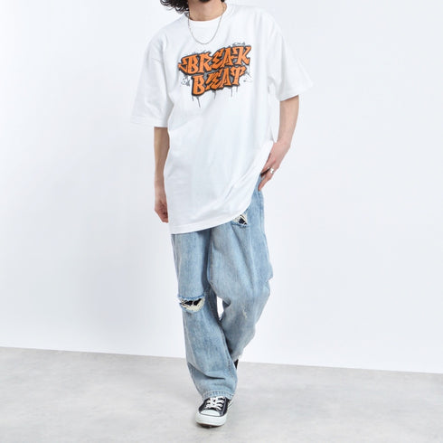 【MODISH GAZE】7.4スーパーヘビーオンス 発泡プリント グラフィック半袖Tシャツ　BREAK BEAT
