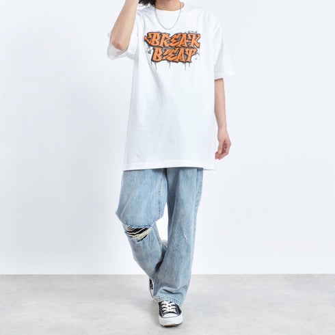 【MODISH GAZE】7.4スーパーヘビーオンス 発泡プリント グラフィック半袖Tシャツ　BREAK BEAT