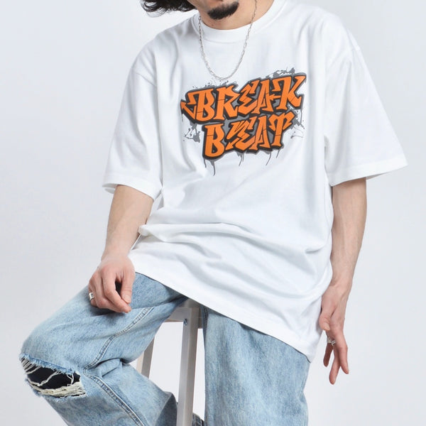 【MODISH GAZE】7.4スーパーヘビーオンス 発泡プリント グラフィック半袖Tシャツ　BREAK BEAT