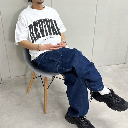 【RGY】REVIVAL 発泡PT ビッグシルエットTシャツ