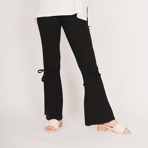 【spiritoso】バックレースアップリブニットパンツ