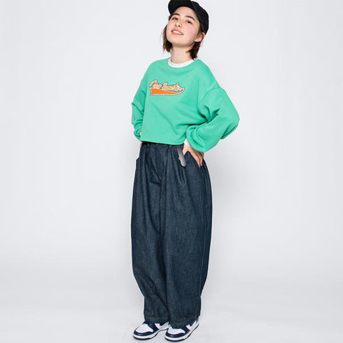 【spiritoso】フロッキープリントショートスウェット