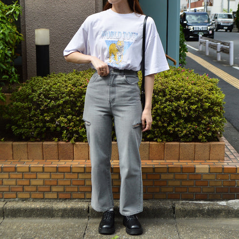 【spiritoso】World TourタイガープリントＴシャツ