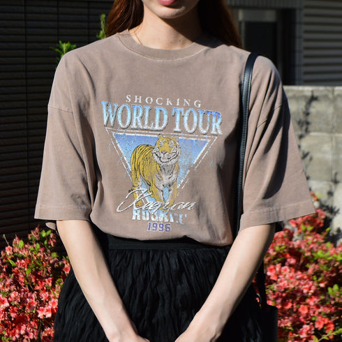 【spiritoso】World TourタイガープリントＴシャツ
