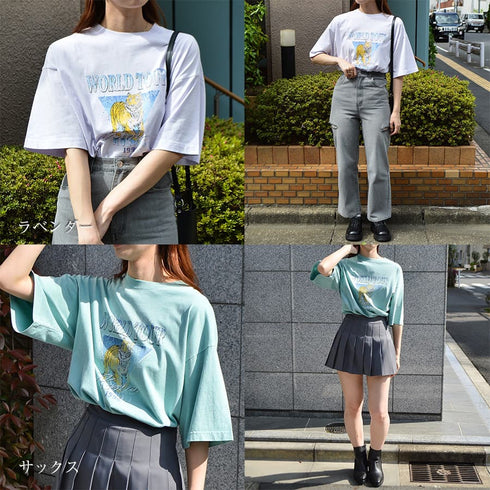 【spiritoso】World TourタイガープリントＴシャツ