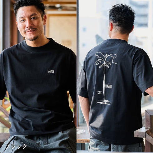 【SUNNY SMITH】11.6ウルトラヘビーオンス Heavy Smithヤシの木柄 両面刺繍Tee