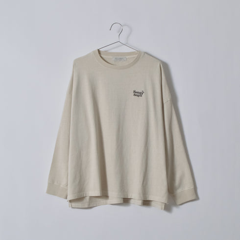 【SUNNY SMITH】ヤシの木ロゴ ワンポイント刺繍 バックプリント ピグメント加工ロングスリーブTシャツ