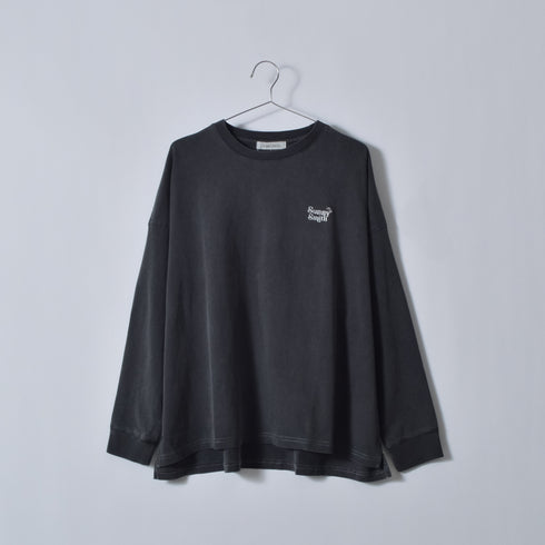 【SUNNY SMITH】ヤシの木ロゴ ワンポイント刺繍 バックプリント ピグメント加工ロングスリーブTシャツ