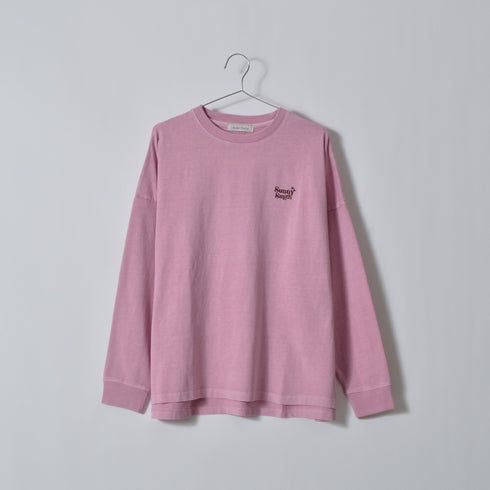 【SUNNY SMITH】ヤシの木ロゴ ワンポイント刺繍 バックプリント ピグメント加工ロングスリーブTシャツ