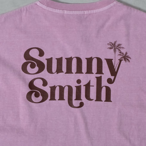 【SUNNY SMITH】ヤシの木ロゴ ワンポイント刺繍 バックプリント ピグメント加工ロングスリーブTシャツ