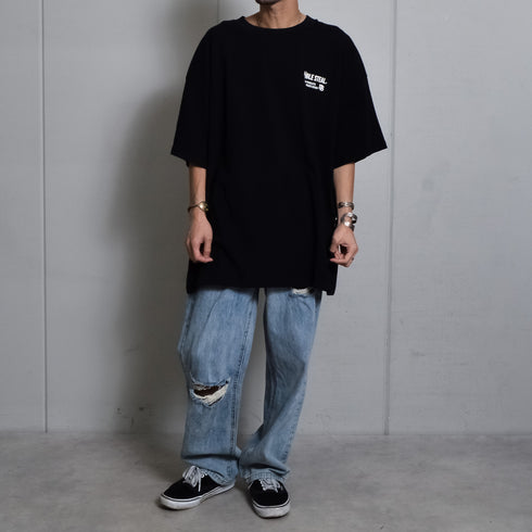 【DOUBLESTEAL】接触冷感・UVカット USAコットンビックサイズロゴプリント半袖Tシャツ