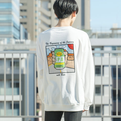 【MODISH GAZE】バック転写プリント ビッグスウェット トレーナー T/Cポンチ