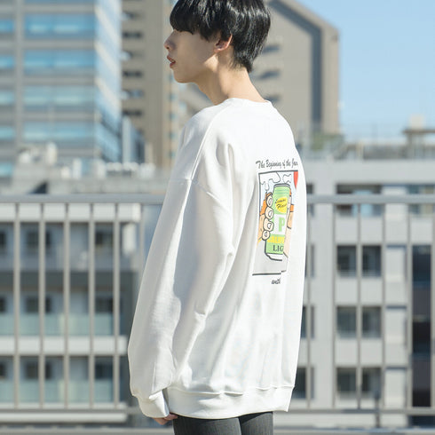 【MODISH GAZE】バック転写プリント ビッグスウェット トレーナー T/Cポンチ