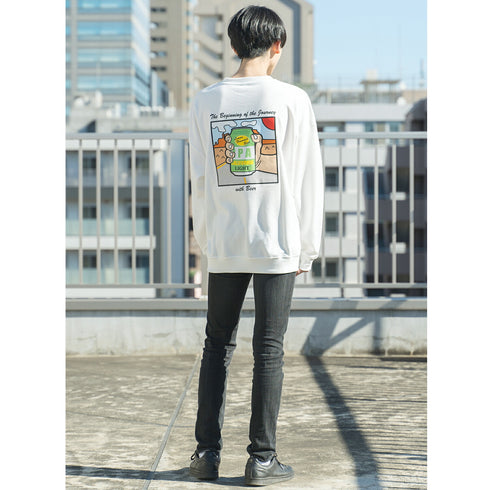 【MODISH GAZE】バック転写プリント ビッグスウェット トレーナー T/Cポンチ